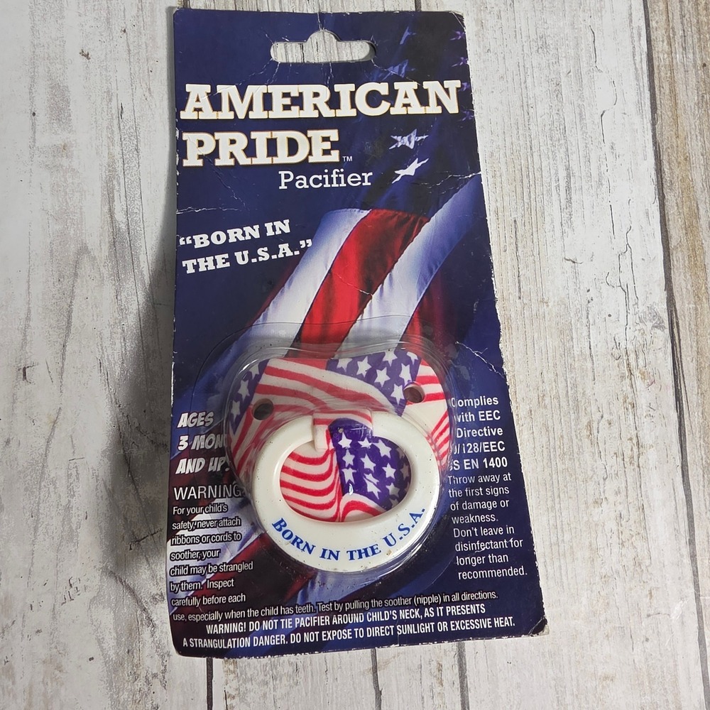 American Pride Pacifier Born in the USA Patriotic Stars Stripes Silicone Nipple